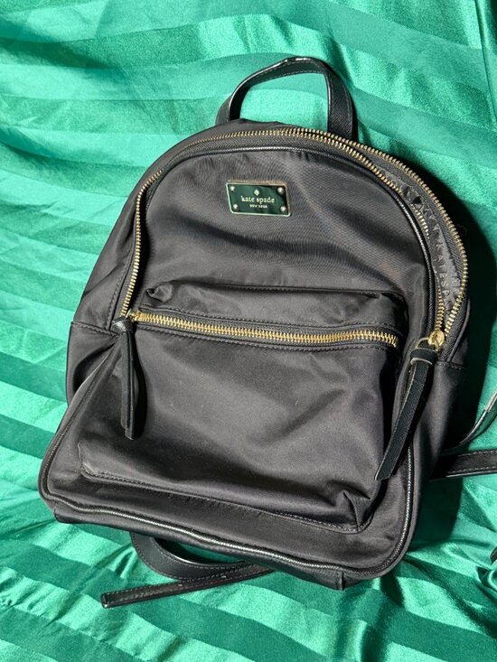 Kate Spade Black Nylon Backpack with Gold Hardware